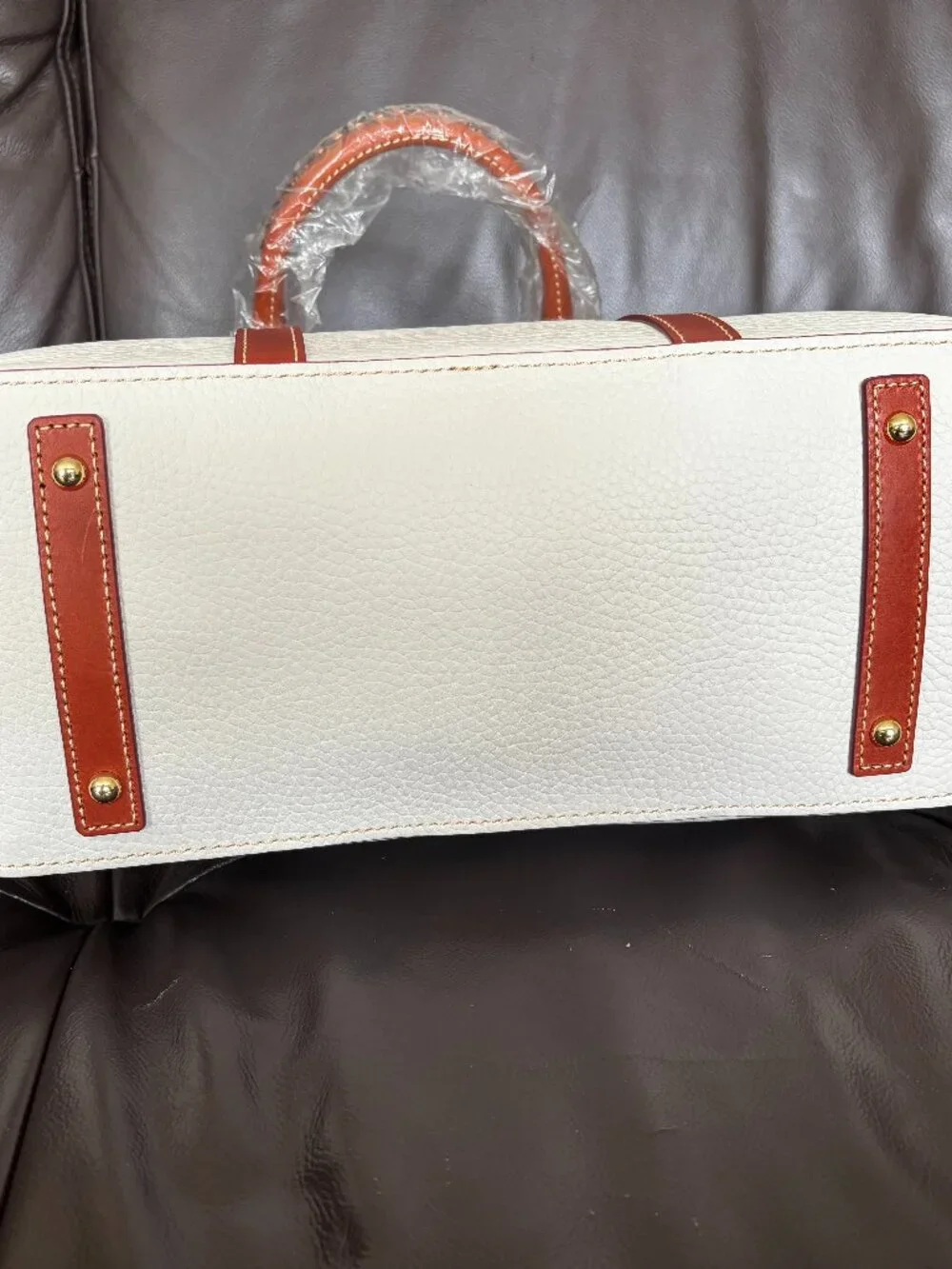 NWT Dooney & Bourke Aubrey in Bone, incl pouch, strap, registration, dust bag